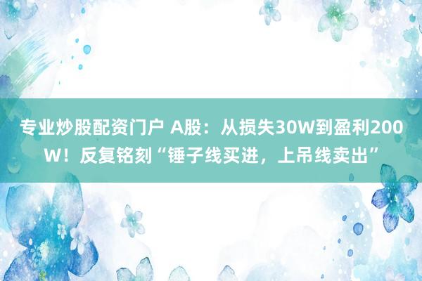 专业炒股配资门户 A股：从损失30W到盈利200W！反复铭刻“锤子线买进，上吊线卖出”