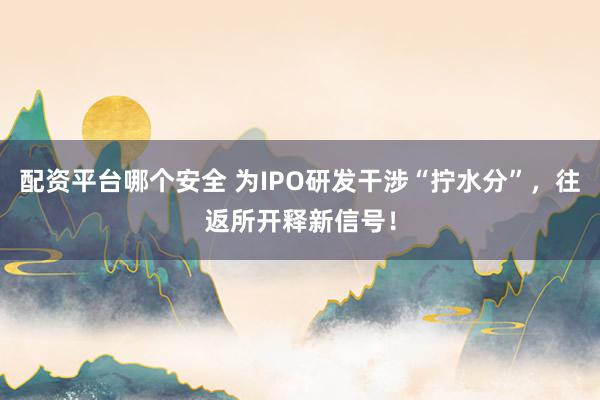 配资平台哪个安全 为IPO研发干涉“拧水分”，往返所开释新信号！