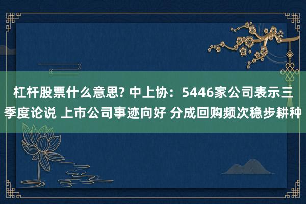 杠杆股票什么意思? 中上协：5446家公司表示三季度论说 上市公司事迹向好 分成回购频次稳步耕种