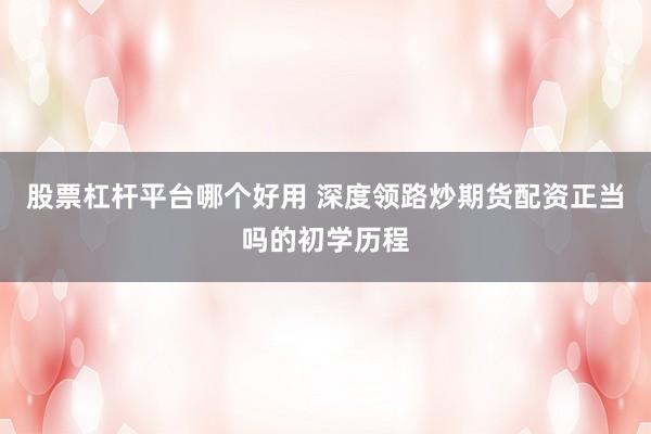 股票杠杆平台哪个好用 深度领路炒期货配资正当吗的初学历程