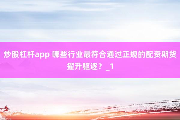 炒股杠杆app 哪些行业最符合通过正规的配资期货擢升驱逐？_1