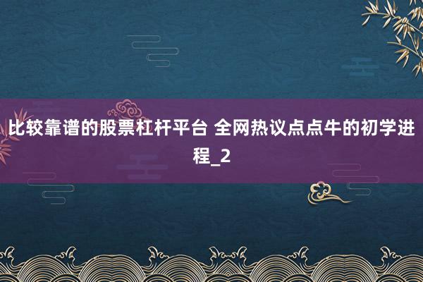 比较靠谱的股票杠杆平台 全网热议点点牛的初学进程_2